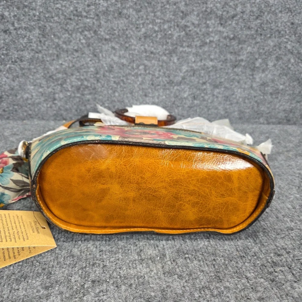 Patricia Nash First Bloom Meldola Dome Satchel crossbody bag Floral Leather $219